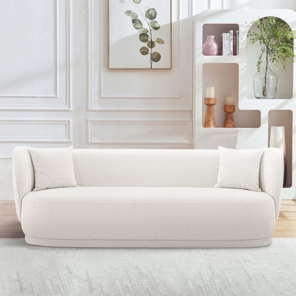 Manhattan Comfort Contemporary Siri Sofa and Accent Chair Set with Pillows in Cream