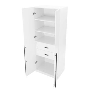 Manhattan Comfort Lee Modern Freestanding 2-Piece Module Wardrobe Closet with 1 Hanging Rod, 4 Drawers and 5 Shelves in White