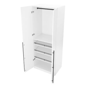 Manhattan Comfort Lee Modern Freestanding Wardrobe Closet 3.0 with 1 Hanging Rod, 3 Shoe Shelves, and 1 Basic Shelf in White- Set of 2