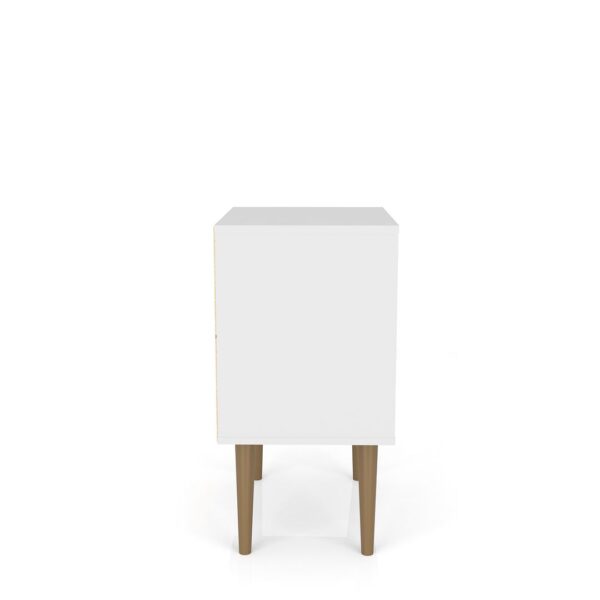 Manhattan Comfort Liberty Mid-Century Modern Nightstand 1.0 with 1 Cubby Space and 1 Drawer in White and 3D Brown Prints