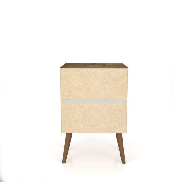 Manhattan Comfort Liberty Mid-Century Modern Nightstand 1.0 with 1 Cubby Space and 1 Drawer in Rustic Brown