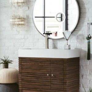 James Martin 210-V36-WLT Linear 36 Inch Single Vanity in Mid Century Walnut