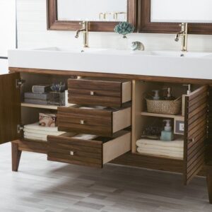 James Martin 210-V59D-WLT Linear 59 Inch Double Vanity in Mid Century Walnut