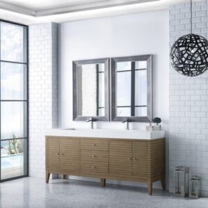 James Martin 210-V72D-WW Linear 72 Inch Double Vanity in Whitewashed Walnut