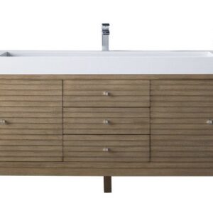 James Martin 210-V72S-WW-DGG Linear 72 Inch Single Vanity in Whitewashed Walnut with Glossy Dark Gray Solid Surface Top