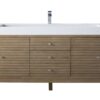 James Martin 210-V72S-WW-GW Linear 72 Inch Single Vanity in Whitewashed Walnut with Glossy White Solid Surface Top