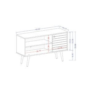 Manhattan Comfort Liberty 42.52" Mid-Century Modern TV Stand with 2 Shelves and 1 Door in White