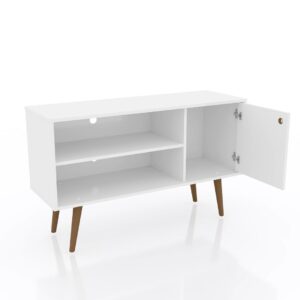 Manhattan Comfort Liberty 42.52" Mid-Century Modern TV Stand with 2 Shelves and 1 Door in White