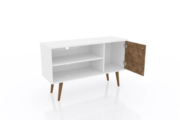 Manhattan Comfort Liberty 42.52" Mid-Century Modern TV Stand with 2 Shelves and 1 Door in White and 3D Brown Prints