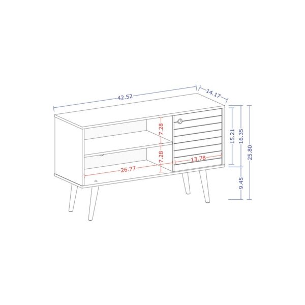 Manhattan Comfort Liberty 42.52" Mid-Century Modern TV Stand with 2 Shelves and 1 Door in White and Rustic Brown