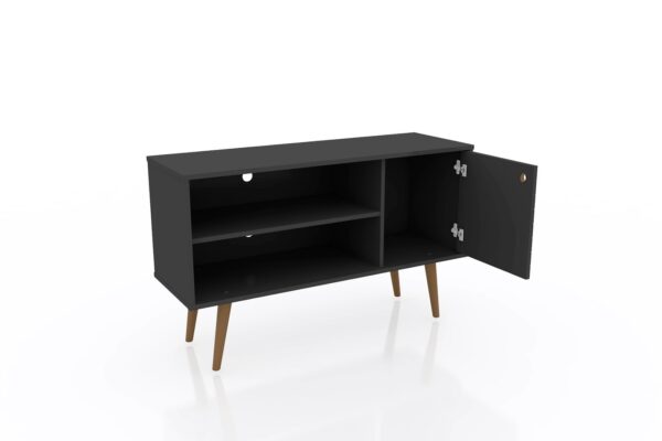 Manhattan Comfort Liberty 42.52" Mid-Century Modern TV Stand with 2 Shelves and 1 Door in Black