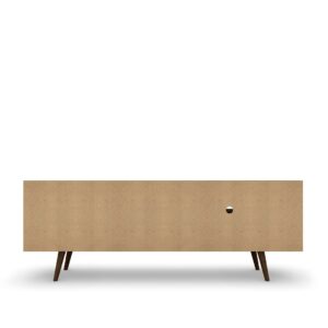 Manhattan Comfort Liberty 62.99 Mid-Century Modern TV Stand and Panel with Solid Wood Legs in White