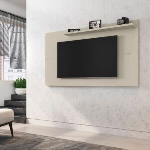 Manhattan Comfort Liberty Mid-Century Modern 62.99 TV Panel with Overhead D?cor Shelf in Off White