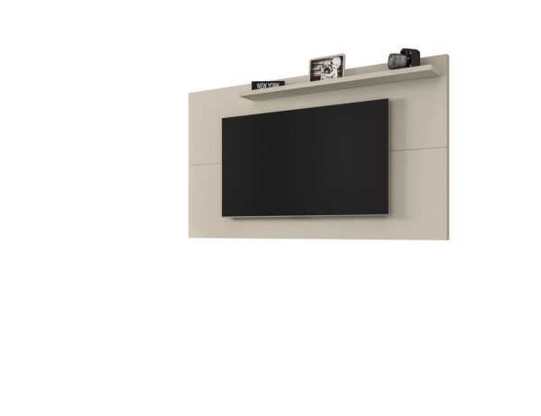 Manhattan Comfort Liberty Mid-Century Modern 62.99 TV Panel with Overhead D?cor Shelf in Off White