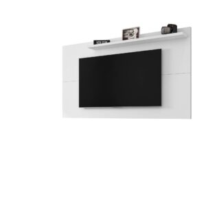 Manhattan Comfort Liberty Mid-Century Modern 62.99 TV Panel with Overhead D?cor Shelf in White