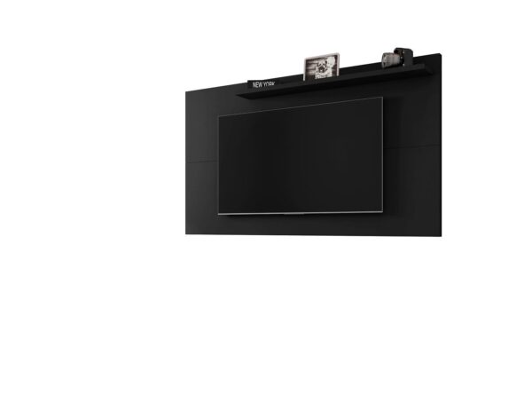 Manhattan Comfort Liberty Mid-Century Modern 62.99 TV Panel with Overhead D?cor Shelf in Black