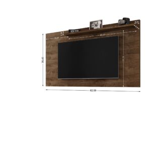 Manhattan Comfort Liberty Mid-Century Modern 62.99 TV Panel with Overhead D?cor Shelf in Rustic Brown