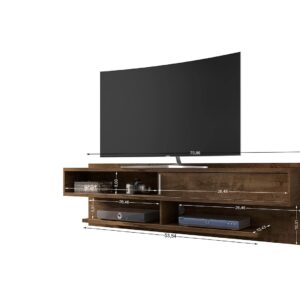 Manhattan Comfort Astor 70.86 Modern Floating Entertainment Center 1.0 with Media Shelves in Rustic Brown