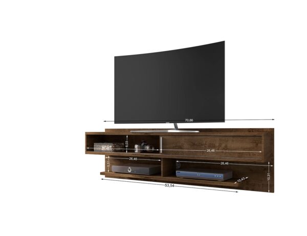 Manhattan Comfort Astor 70.86 Modern Floating Entertainment Center 1.0 with Media Shelves in Rustic Brown