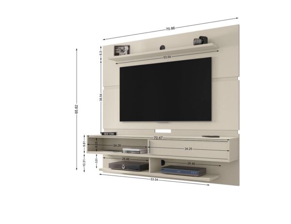 Manhattan Comfort Astor 70.86 Modern Floating Entertainment Center 2.0 with Media and D?cor Shelves in Off White