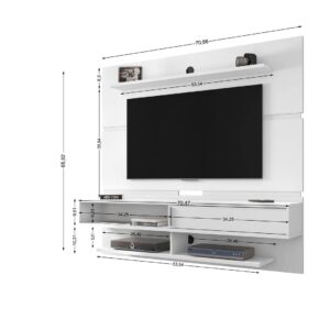 Manhattan Comfort Astor 70.86 Modern Floating Entertainment Center 2.0 with Media and D?cor Shelves in White