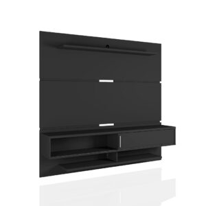 Manhattan Comfort Astor 70.86 Modern Floating Entertainment Center 2.0 with Media and D?cor Shelves in Black