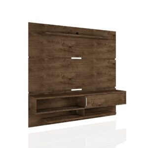 Manhattan Comfort Astor 70.86 Modern Floating Entertainment Center 2.0 with Media and D?cor Shelves in Rustic Brown