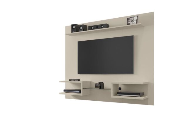 Manhattan Comfort Plaza 64.25 Modern Floating Wall Entertainment Center with Display Shelves in Off White