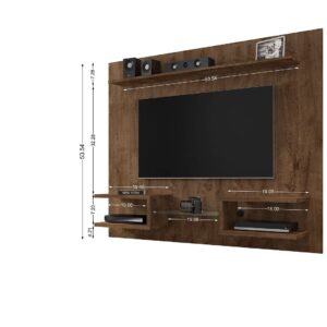 Manhattan Comfort Plaza 64.25 Modern Floating Wall Entertainment Center with Display Shelves in Rustic Brown