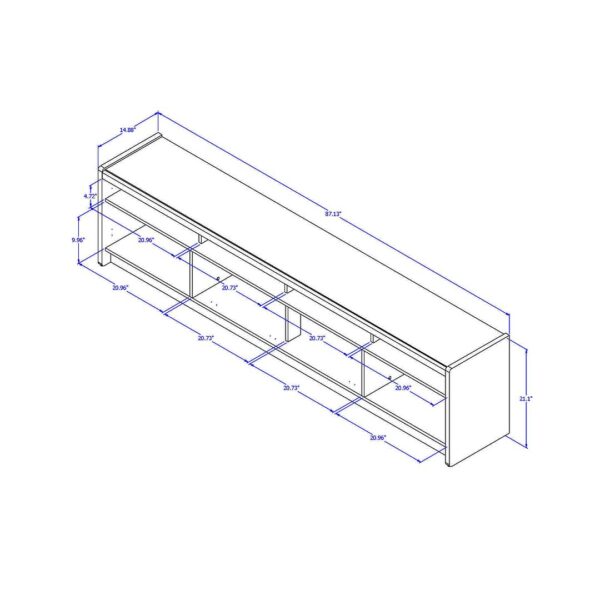 Manhattan Comfort Munoz 87.12" TV Stand with 3 Compartments and Media Shelves in Grey Gloss