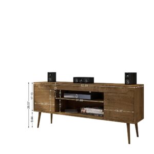 Manhattan Comfort Bradley 62.99 TV Stand Rustic Brown with 2 Media Shelves and 2 Storage Shelves in Rustic Brown with Solid Wood Legs