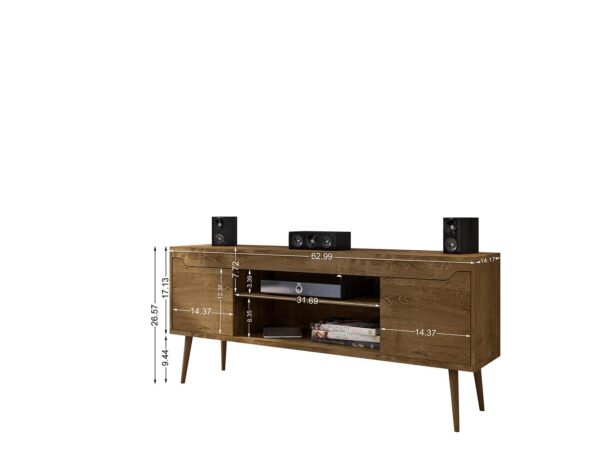 Manhattan Comfort Bradley 62.99 TV Stand Rustic Brown with 2 Media Shelves and 2 Storage Shelves in Rustic Brown with Solid Wood Legs