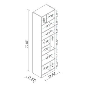 Manhattan Comfort Durable Valenca Bookcase 4.0 with 10-Shelves in White