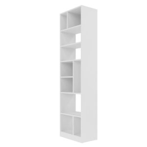 Manhattan Comfort Durable Valenca Bookcase 4.0 with 10-Shelves in White