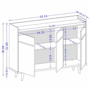 Manhattan Comfort Bradley 53.54 Buffet Stand with 4 Shelves in Black