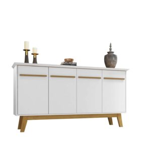 Manhattan Comfort Yonkers 62.99 Sideboard with Solid Wood Legs and 2 Cabinets in White