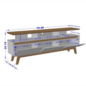 Manhattan Comfort Yonkers 70.86 TV Stand with Solid Wood Legs and 6 Media and Storage Compartments in Off White and Cinnamon