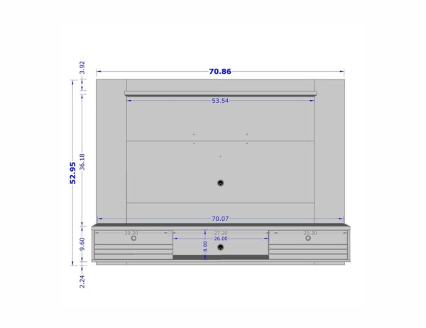 Manhattan Comfort Liberty 70.86 Floating Wall Entertainment Center with Overhead Shelf in White