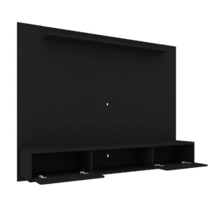 Manhattan Comfort Liberty 70.86 Floating Wall Entertainment Center with Overhead Shelf in Black