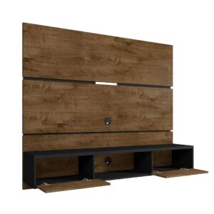 Manhattan Comfort Vernon 62.99 Floating Wall Entertainment Center in Rustic Brown and Black