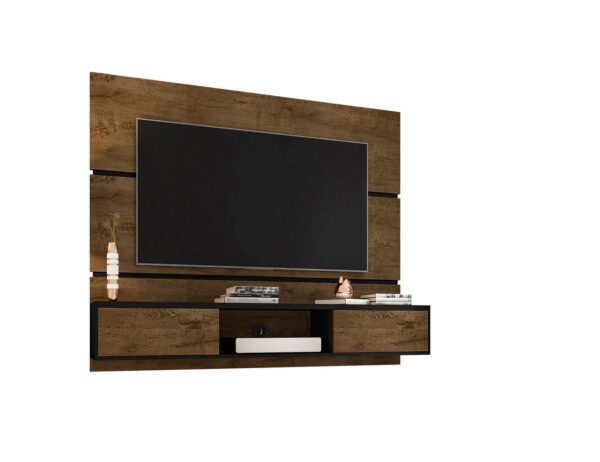 Manhattan Comfort Vernon 62.99 Floating Wall Entertainment Center in Rustic Brown and Black