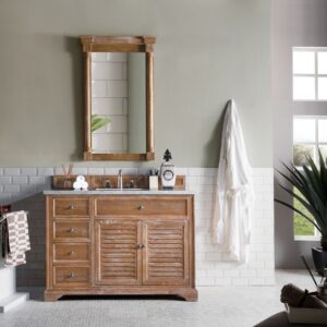 James Martin 238-104-5211-3CAR Savannah 48 Inch Driftwood Single Vanity with 3 cm Carrara Marble Top