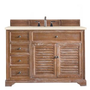 James Martin 238-104-5211-3EMR Savannah 48 Inch Single Vanity Cabinet in Driftwood with 3 CM Eternal Marfil Quartz Top