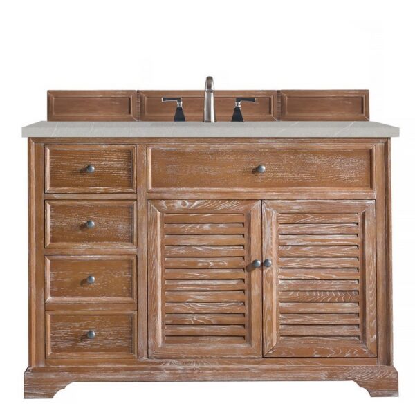 James Martin 238-104-5211-3ESR Savannah 48 Inch Single Vanity Cabinet in Driftwood with 3 CM Eternal Serena Quartz Top