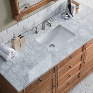 James Martin 238-104-5311-3CAR Savannah 60 Inch Driftwood Single Vanity with 3 cm Carrara Marble Top