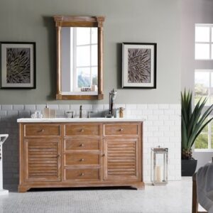 James Martin 238-104-5311-3ENC Savannah 60 Inch Single Vanity Cabinet with Ethereal Noctis Quartz Top - Driftwood