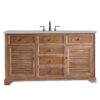 James Martin 238-104-5311-3ESR Savannah 60 Inch Single Vanity Cabinet in Driftwood with 3 CM Eternal Serena Quartz Top