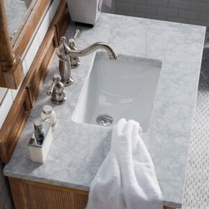 James Martin 238-104-5511-3CAR Savannah 36 Inch Driftwood Single Vanity with 3 cm Carrara Marble Top