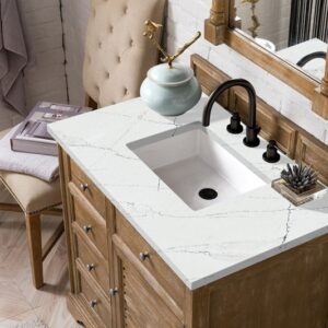 James Martin 238-104-5511-3ENC Savannah 36 Inch Single Vanity Cabinet with Ethereal Noctis Quartz Top - Driftwood