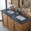 James Martin 238-104-5611-3CSP Savannah 60 Inch Double Vanity Cabinet in Driftwood with 3 cm Charcoal Soapstone Quartz Top with Sink